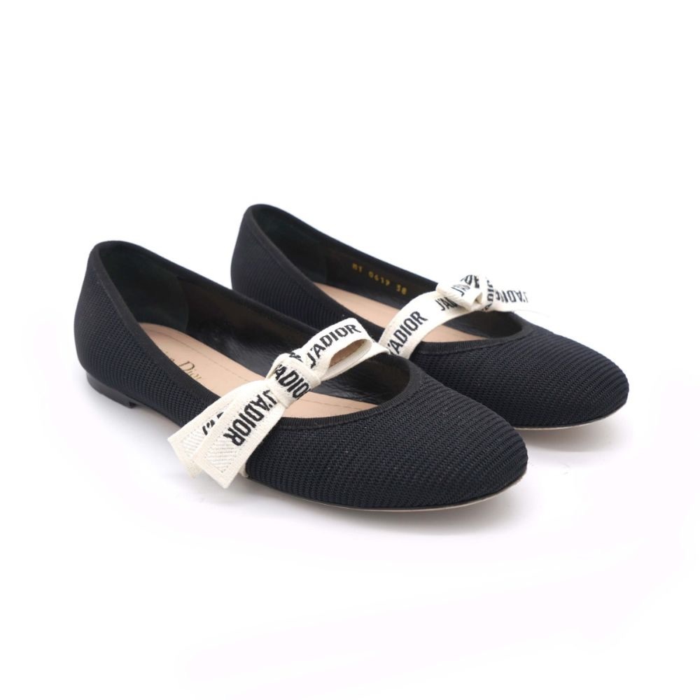 CHRISTIAN DIOR Technical Fabric Miss J'Adior Ballerina Flats Size 37.5